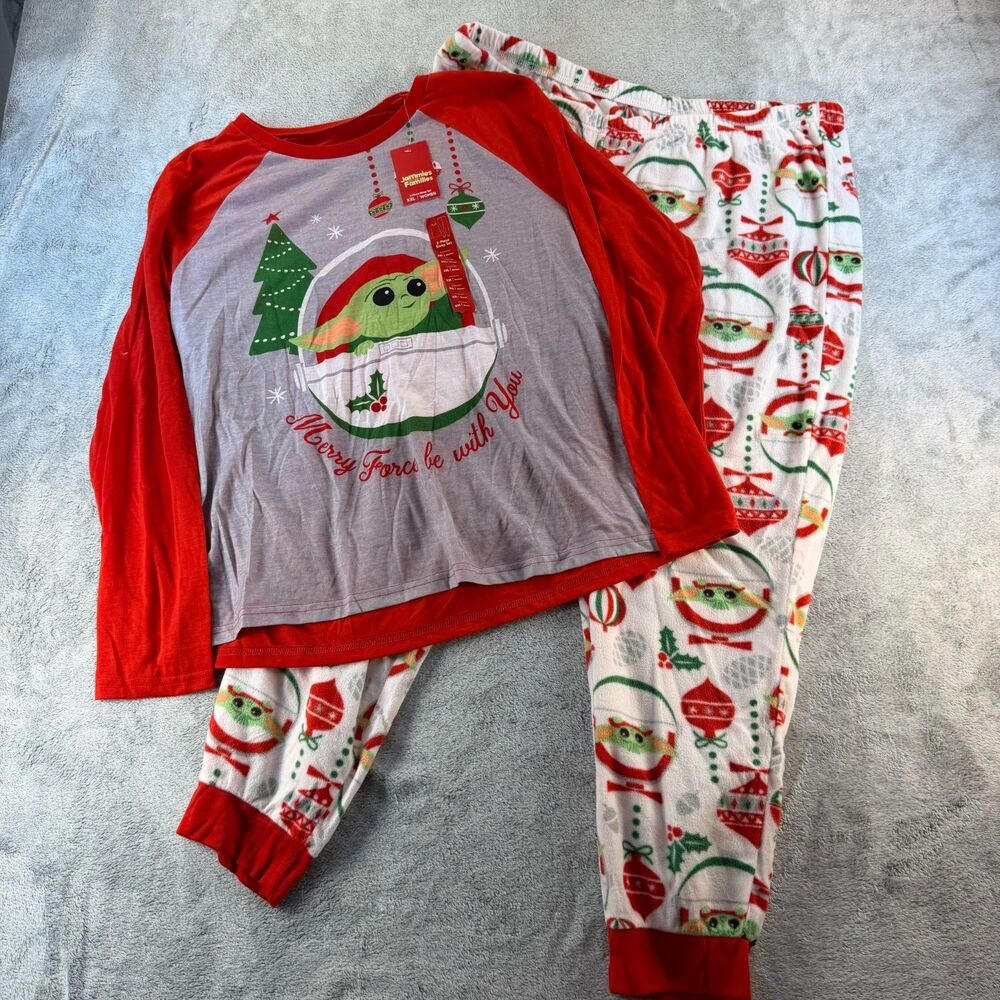 Star Wars Grogu Baby Yoda Pajama Set Womens XXL Christmas Fleece Pants NWT